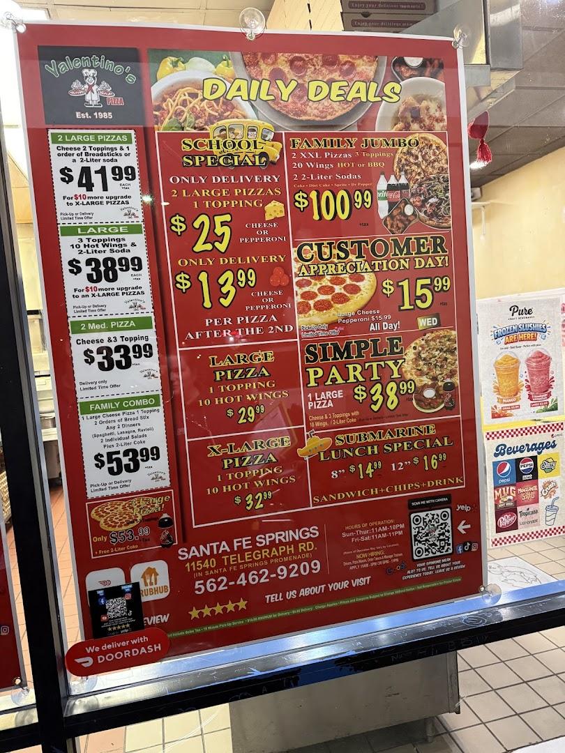 Valentino's Menu image 1